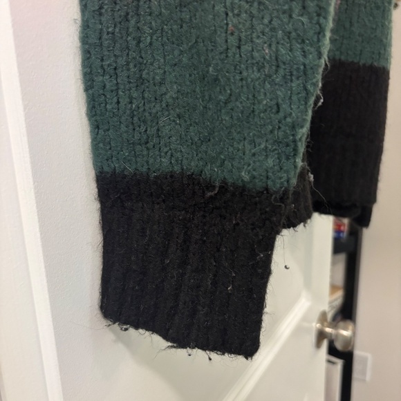 Fantastic Fawn Black Colorblock Stripe Mock Neck Fuzzy Sweater - Picture 5 of 7